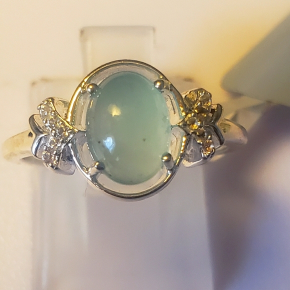 NWT Aquaprase And White Sapphire Ring Size 6 - Picture 1 of 8